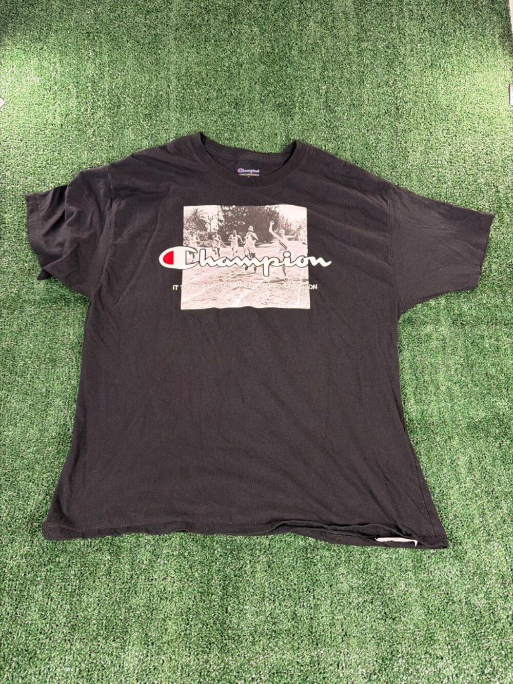 Champion It Takes A Little More Vintage Runners Photo Tee Adult XL Black